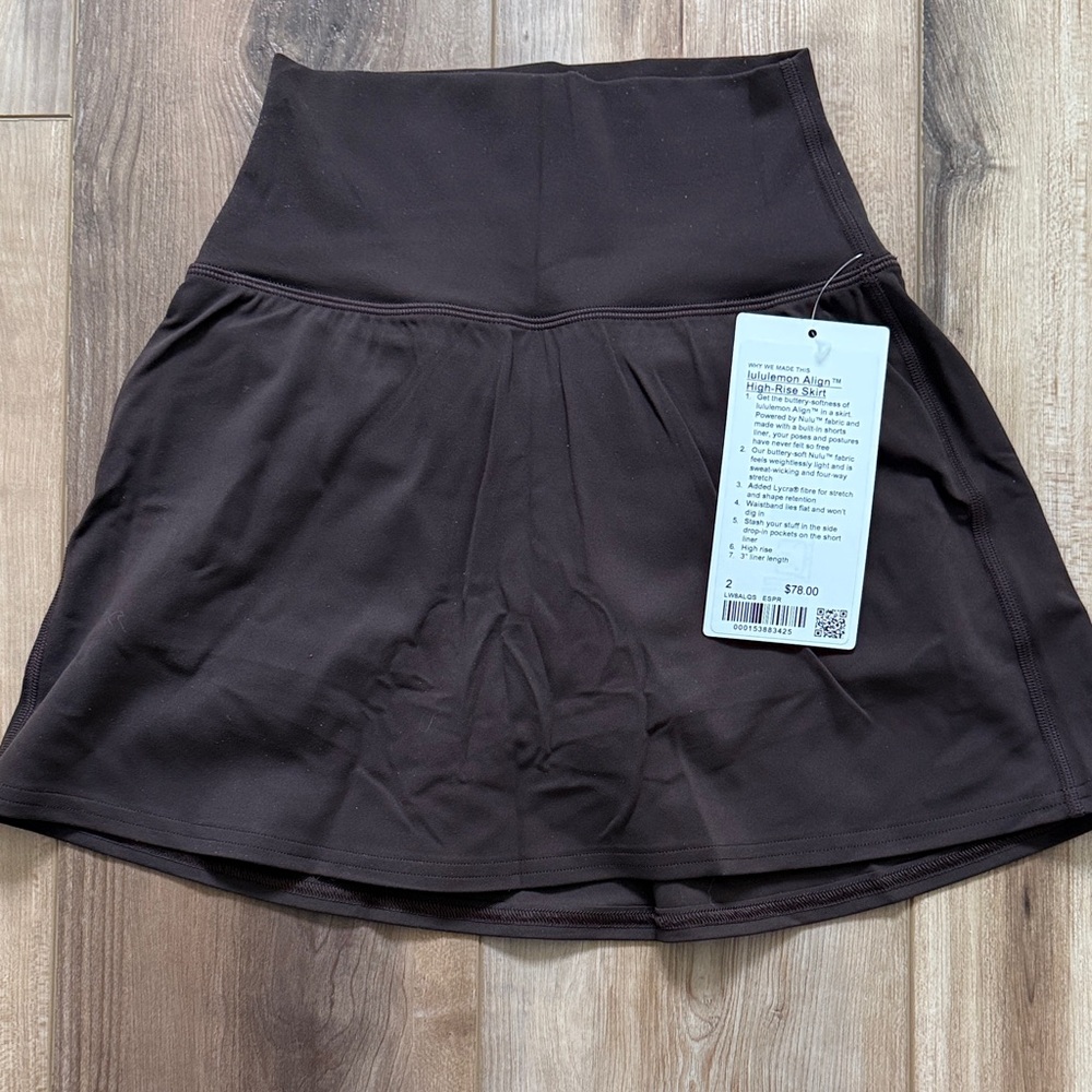 Lululemon Align High Rise Skirt Espresso Sz 2